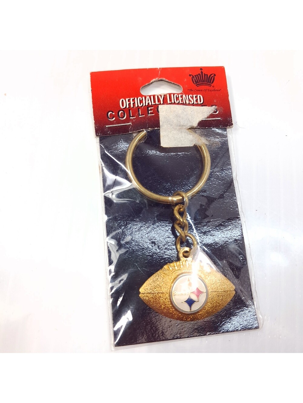 New Aminco Pittsburgh Steelers Keychain Steelers Football Gold Tone key ring